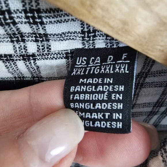 Saks Fifth Avenue Men's Linen Blend Black White Plaid Button Down Shirt Size XXL - Picture 3 of 9